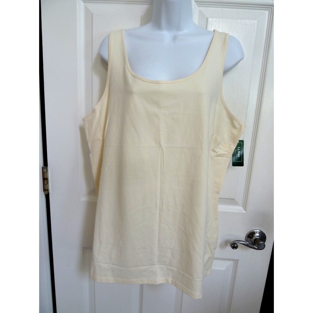 LL Bean Women Plus 2X Layering Tank Top Cream Scoop Neck Sleeveless 517020 NWT